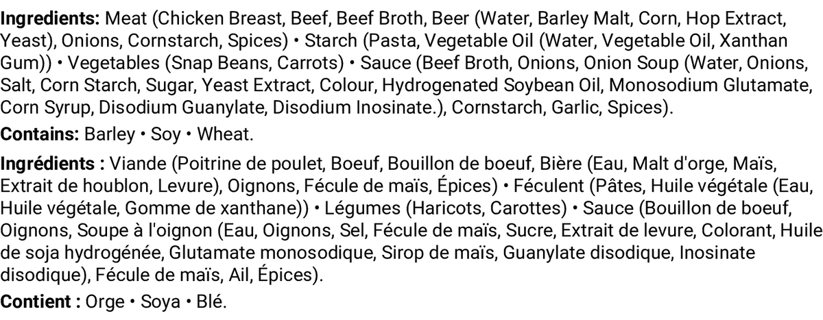 Ingrédients et allergènes