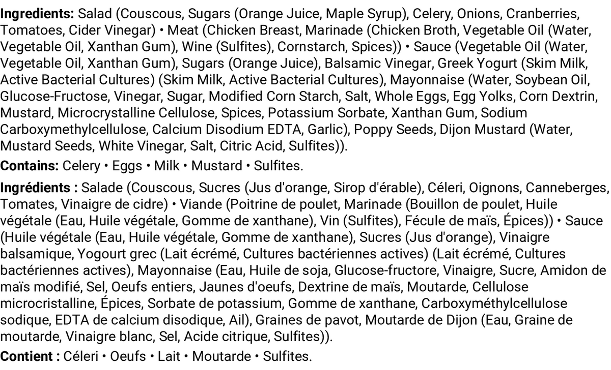 Ingrédients et allergènes